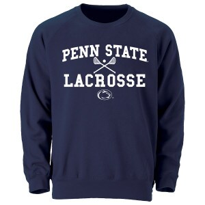 navy long sleeve crew sweatshirt Penn State Lacrosse with sticks and ball